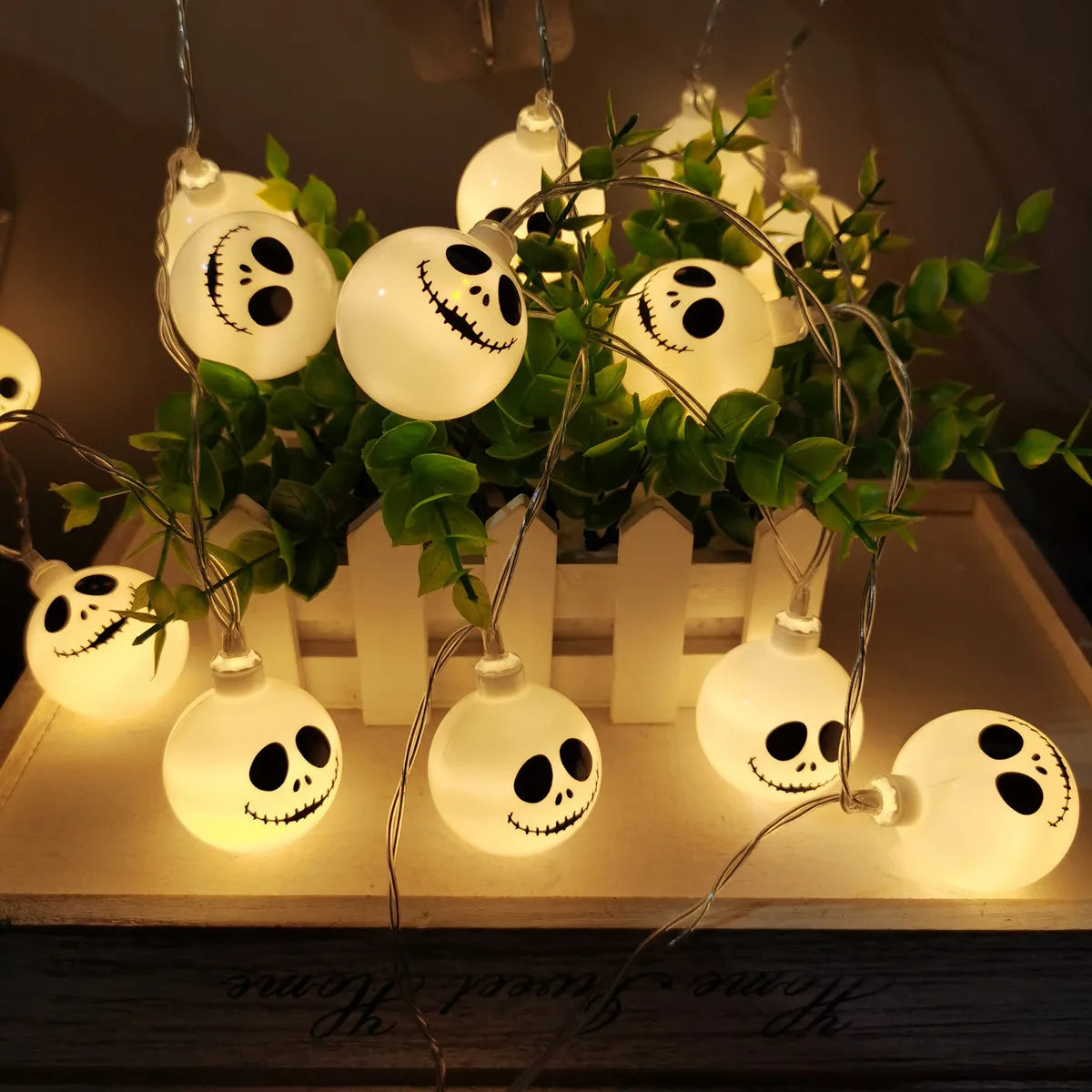 6M 40 LEDS Halloween Ghost String Lights LED Spooky Specter Fairy Lights Ghosts Battery Operated Party Indoor Decor 830