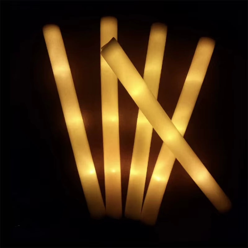 12/30/60Pcs LED Glow Sticks Bulk Colorful RGB Glow Foam Stick Cheer Tube Dark Light for Xmas Birthday Wedding Party Supplies