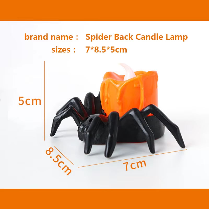 5PCS Halloween Decorations LED Candle Light Plastic Spider Pumpkin Lamp for Home Bar Haunted House Halloween Party Decor