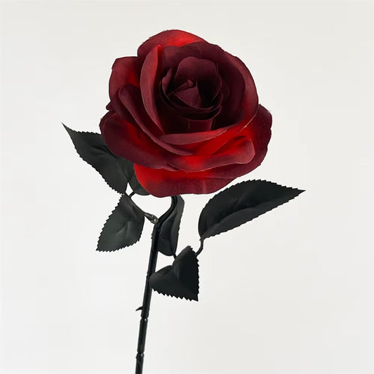 Halloween Black Artificial Rose Flowers Dark Horror Gothic Black Simulated Flower Bouquet for Home Wedding Party Halloween Decor