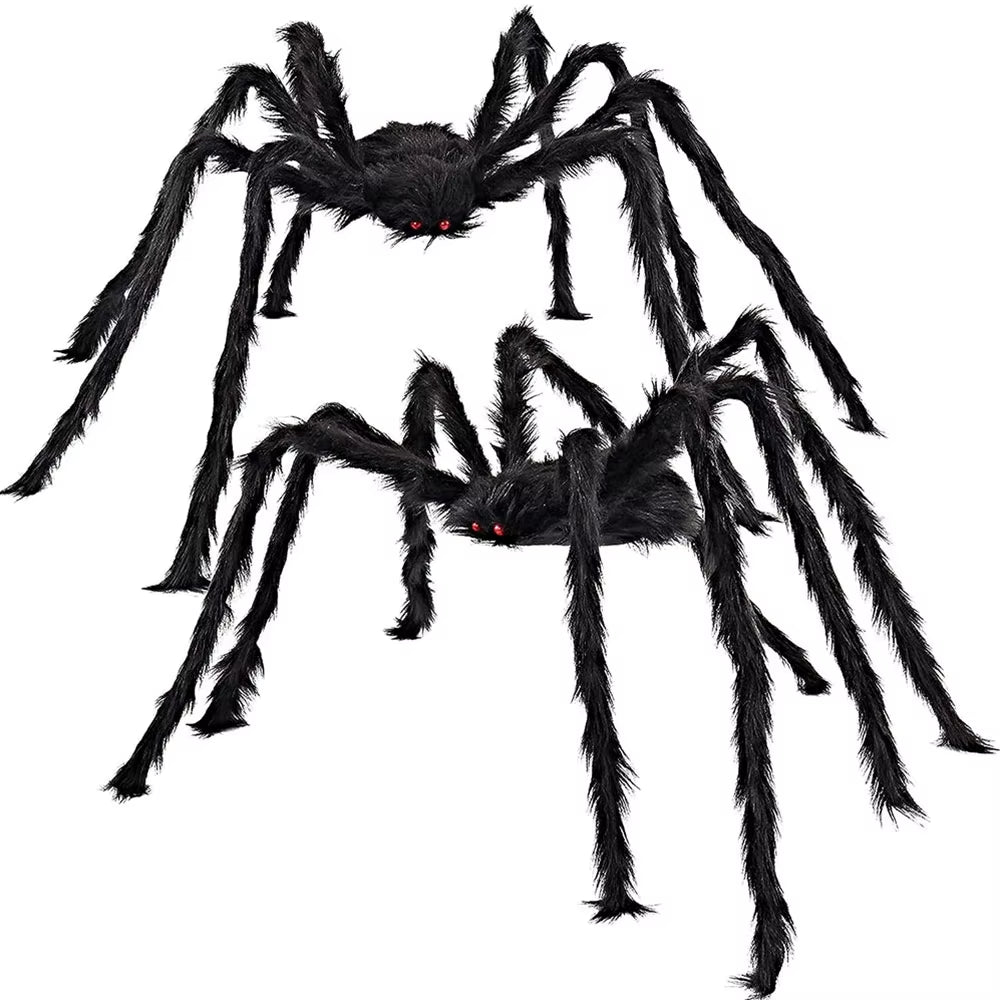 Halloween Large Black Spider,Fake Giant Black Plush Spider,Outdoor Spider Props,Haunted House Garden Yard Scary Decorations