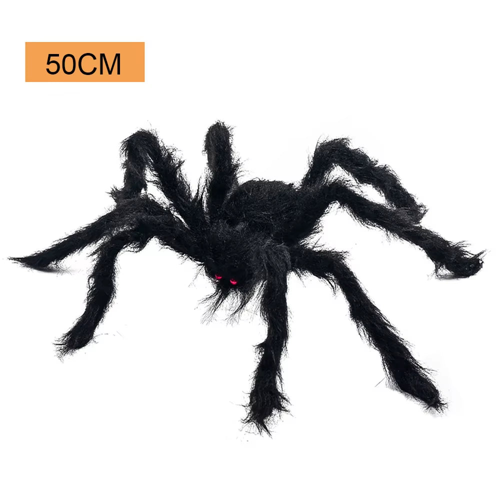 Halloween Large Black Spider,Fake Giant Black Plush Spider,Outdoor Spider Props,Haunted House Garden Yard Scary Decorations