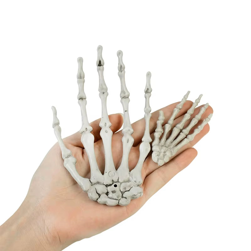 2Pcs Halloween Realistic Life Size Skeleton Hands Plastic Fake Human Hand Bone Zombie Party Terror Scary Props Halloween Decor