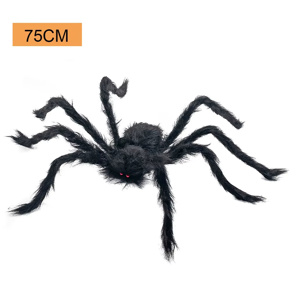 Halloween Large Black Spider,Fake Giant Black Plush Spider,Outdoor Spider Props,Haunted House Garden Yard Scary Decorations