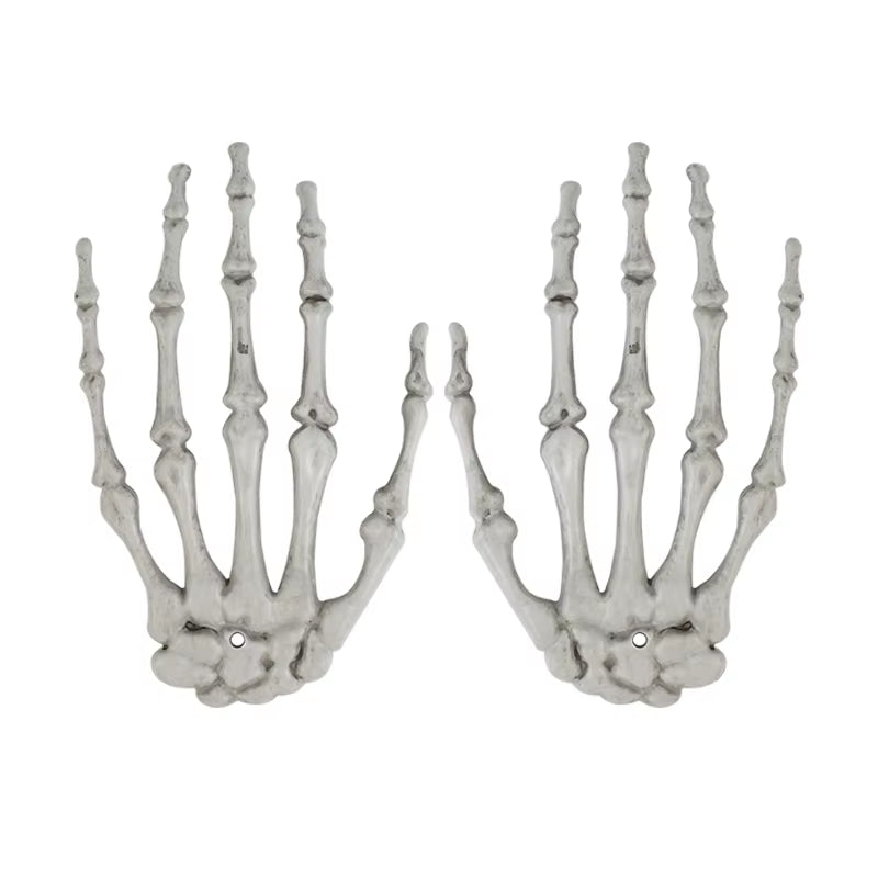 2Pcs Halloween Realistic Life Size Skeleton Hands Plastic Fake Human Hand Bone Zombie Party Terror Scary Props Halloween Decor