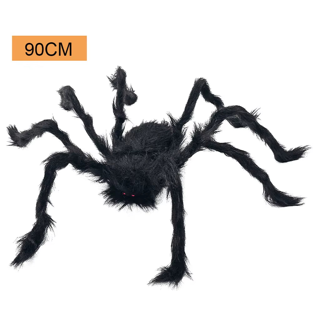 Halloween Large Black Spider,Fake Giant Black Plush Spider,Outdoor Spider Props,Haunted House Garden Yard Scary Decorations