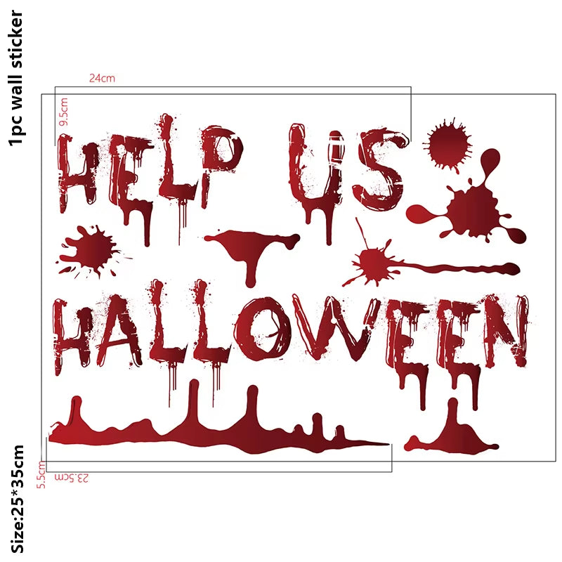 Halloween Decors Halloween Bloody Footprints Window Sticker Hallowmas Horror Handprint Bloodstain Zombie Restroom Decals Decors