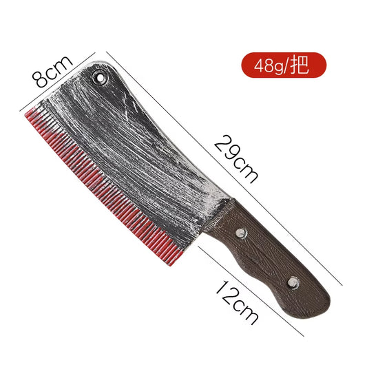 Halloween Bloody Knife DIY Party Decoration Sharp Plastic Toy Simulation Kitchen Knife Tricky Props Curved Knife Halloween Props