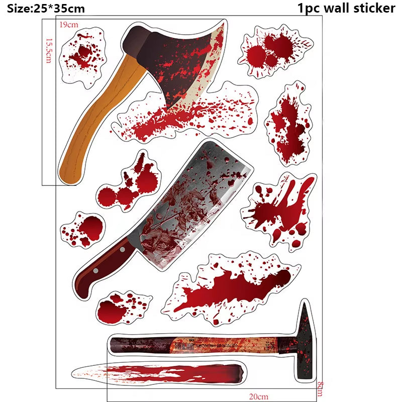 Halloween Decors Halloween Bloody Footprints Window Sticker Hallowmas Horror Handprint Bloodstain Zombie Restroom Decals Decors