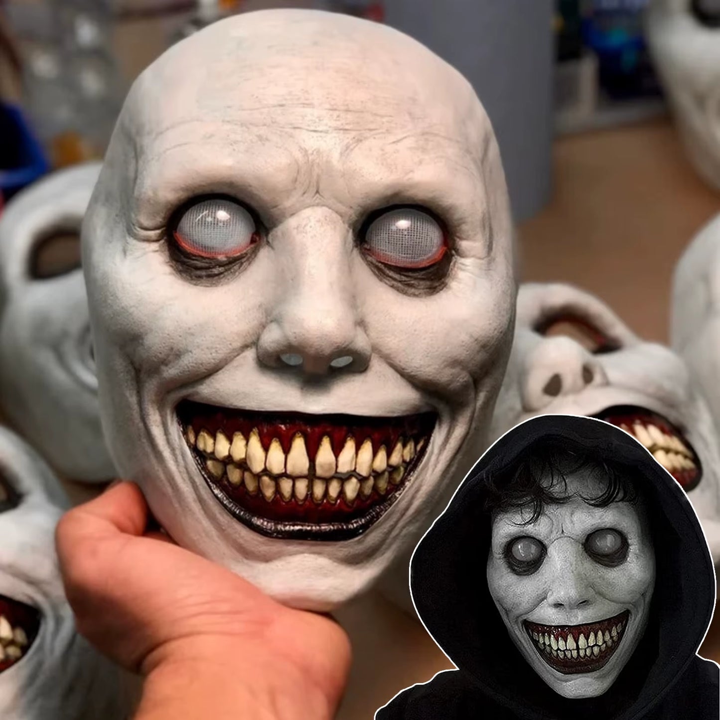 Horror the Exorcist Smiling Face Demon Mask Cosplay Evil Creepy Ghost Skull Plastic Masks Halloween Carnival Party Costume Props