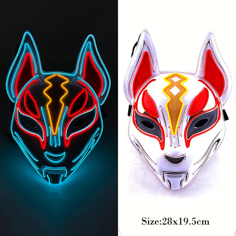 New Arrival LED Luminous Cosplay Anime Mask Neon Light up Fox Mask Halloween Party Mask Carnival Party Led Mask