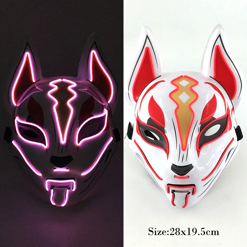 New Arrival LED Luminous Cosplay Anime Mask Neon Light up Fox Mask Halloween Party Mask Carnival Party Led Mask