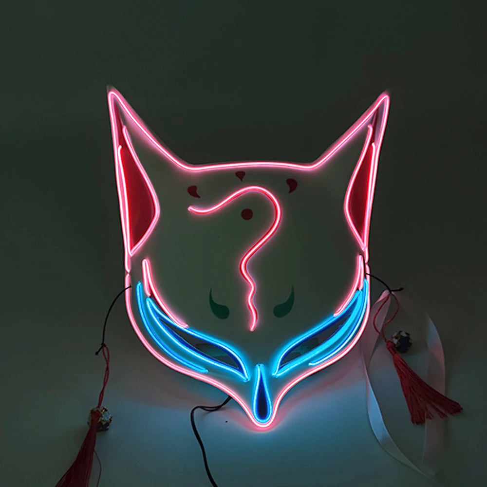 New Arrival LED Luminous Cosplay Anime Mask Neon Light up Fox Mask Halloween Party Mask Carnival Party Led Mask