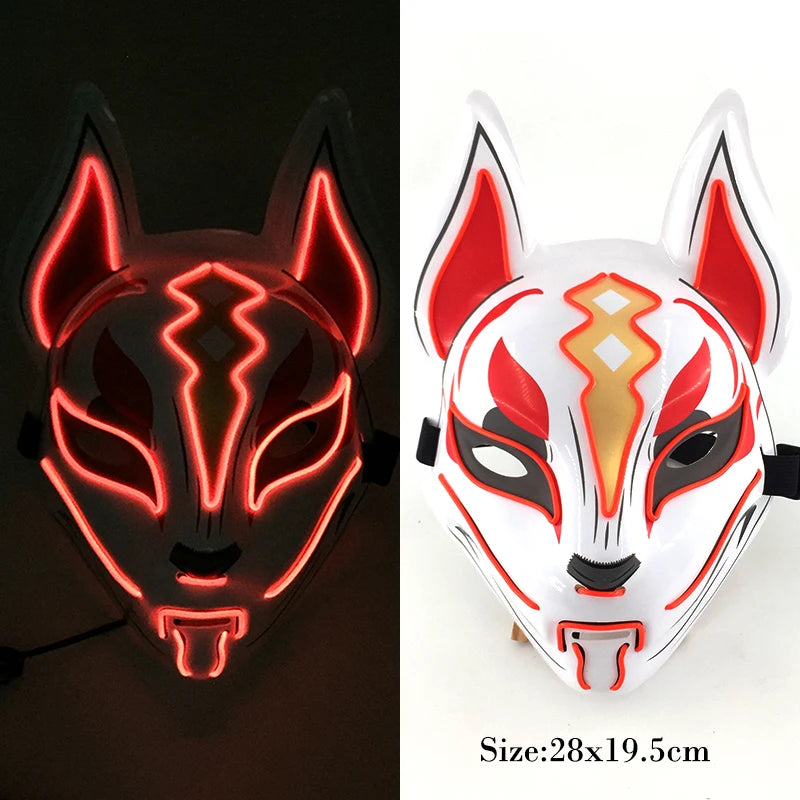 New Arrival LED Luminous Cosplay Anime Mask Neon Light up Fox Mask Halloween Party Mask Carnival Party Led Mask