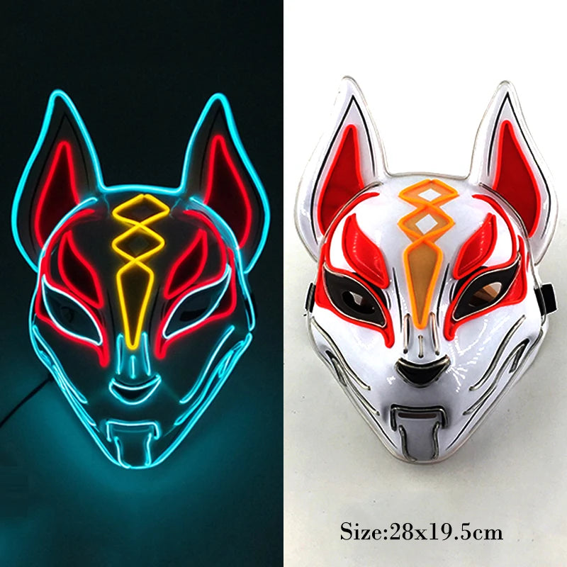New Arrival LED Luminous Cosplay Anime Mask Neon Light up Fox Mask Halloween Party Mask Carnival Party Led Mask