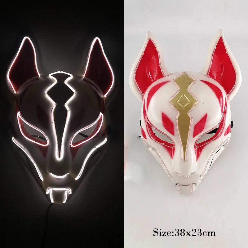 New Arrival LED Luminous Cosplay Anime Mask Neon Light up Fox Mask Halloween Party Mask Carnival Party Led Mask