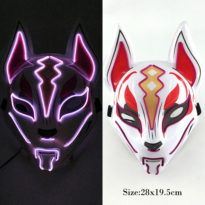 New Arrival LED Luminous Cosplay Anime Mask Neon Light up Fox Mask Halloween Party Mask Carnival Party Led Mask