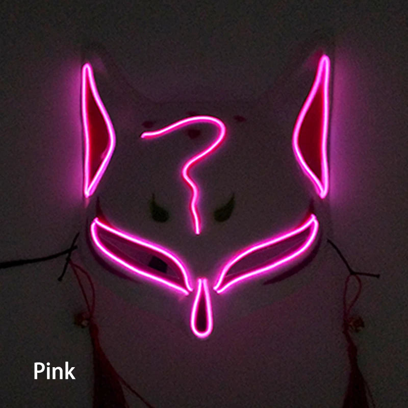 New Arrival LED Luminous Cosplay Anime Mask Neon Light up Fox Mask Halloween Party Mask Carnival Party Led Mask