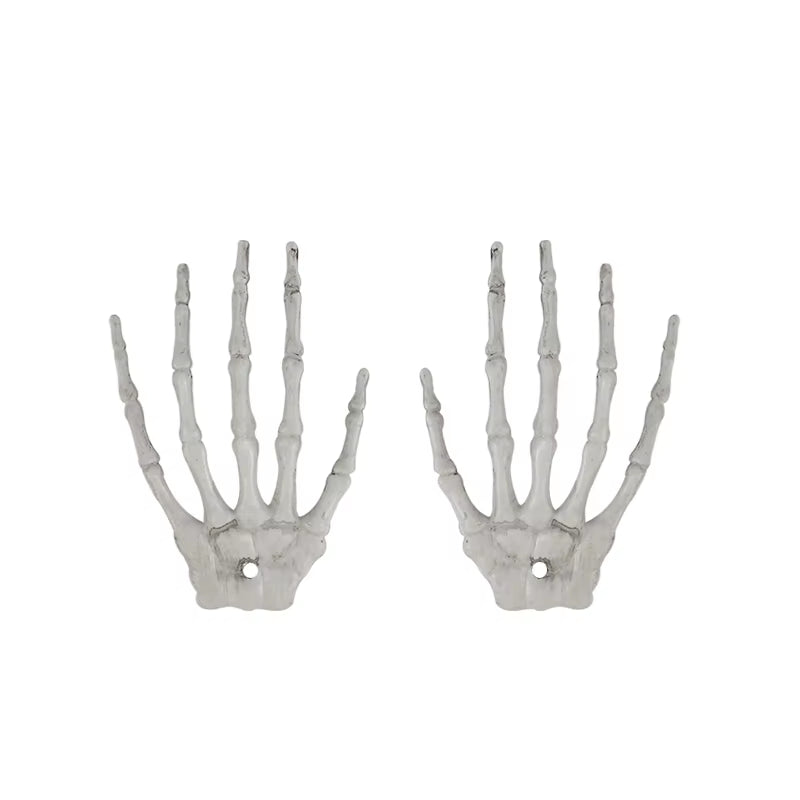 2Pcs Halloween Realistic Life Size Skeleton Hands Plastic Fake Human Hand Bone Zombie Party Terror Scary Props Halloween Decor