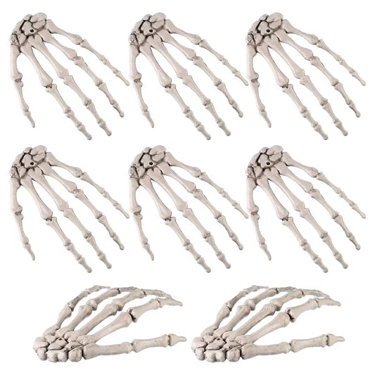 2Pcs Halloween Realistic Life Size Skeleton Hands Plastic Fake Human Hand Bone Zombie Party Terror Scary Props Halloween Decor