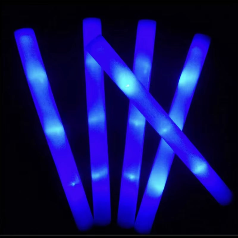 12/30/60Pcs LED Glow Sticks Bulk Colorful RGB Glow Foam Stick Cheer Tube Dark Light for Xmas Birthday Wedding Party Supplies