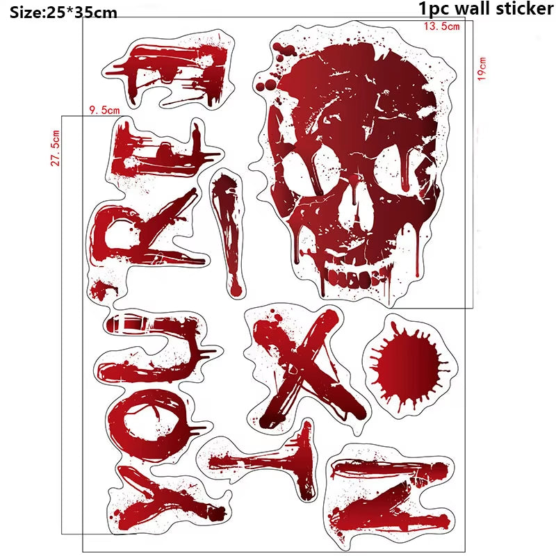 Halloween Decors Halloween Bloody Footprints Window Sticker Hallowmas Horror Handprint Bloodstain Zombie Restroom Decals Decors