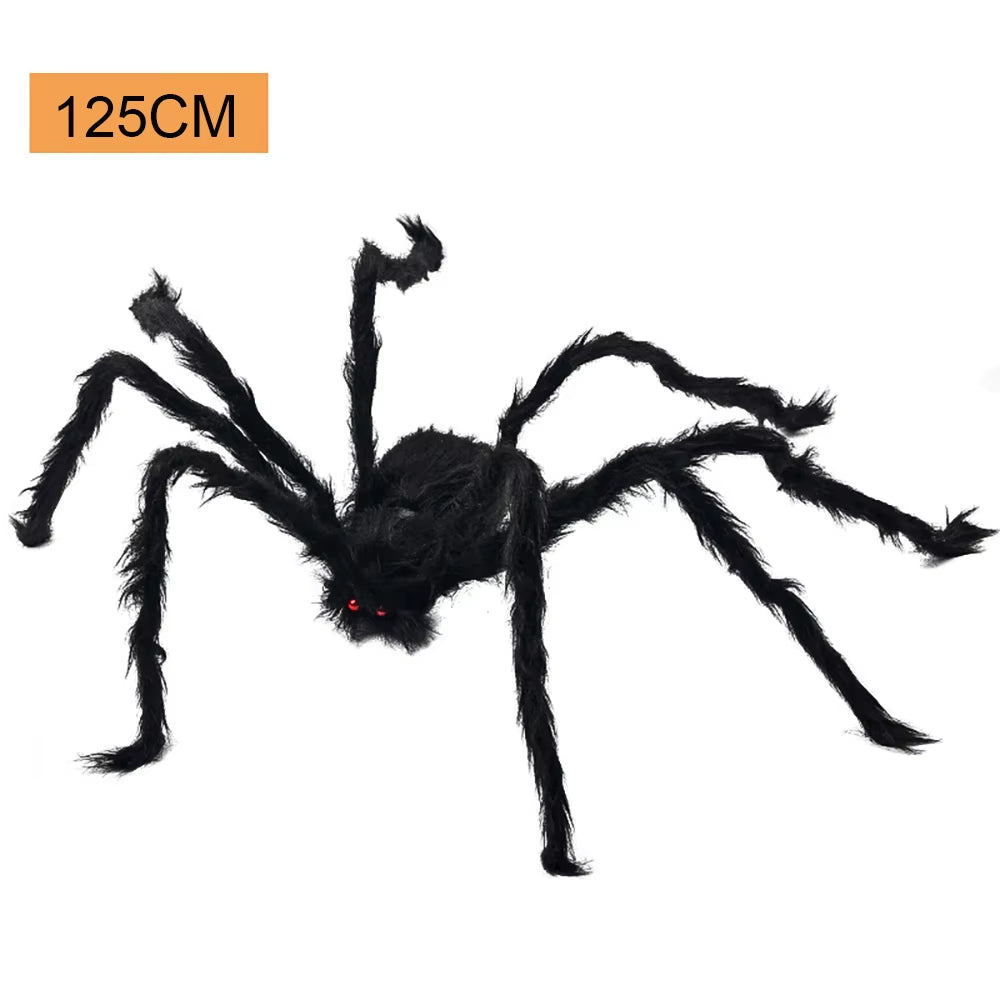 Halloween Large Black Spider,Fake Giant Black Plush Spider,Outdoor Spider Props,Haunted House Garden Yard Scary Decorations