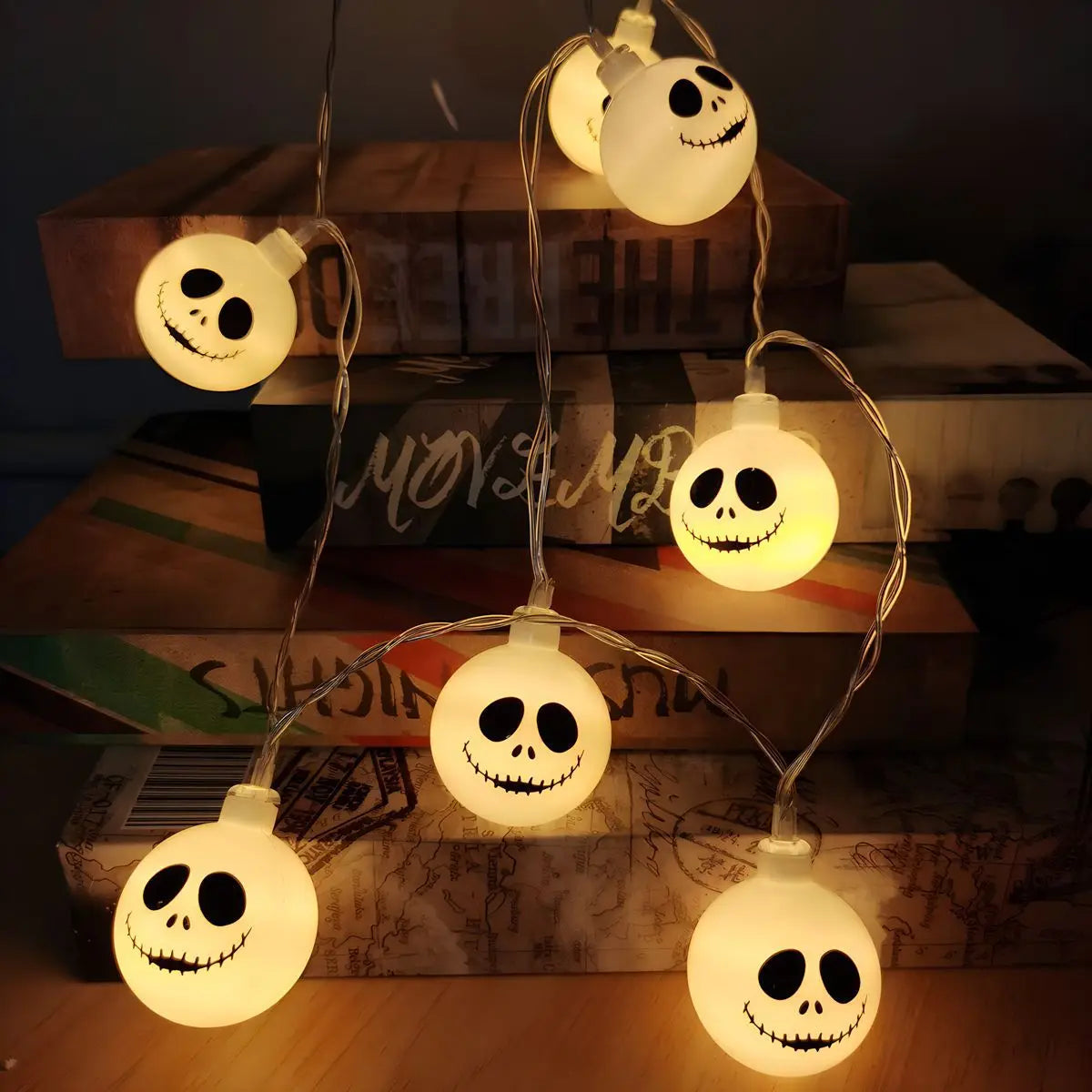 6M 40 LEDS Halloween Ghost String Lights LED Spooky Specter Fairy Lights Ghosts Battery Operated Party Indoor Decor 830