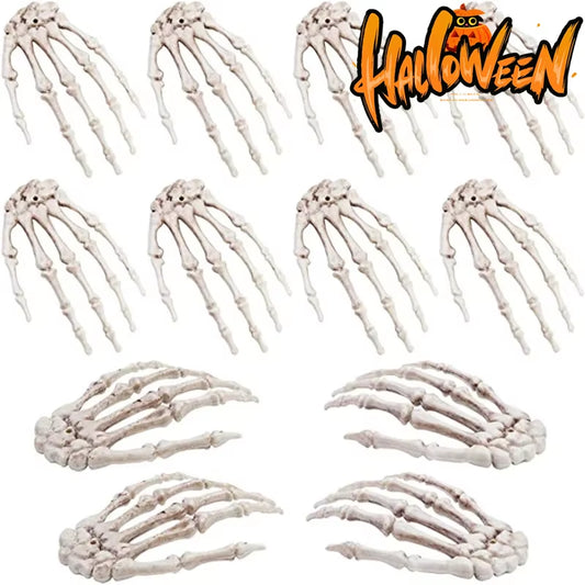 1-6Pair Halloween Skeleton Hand Scary Realistic Hand Bone Skull Decors Party Haunted House Halloween Terror Decoration Props