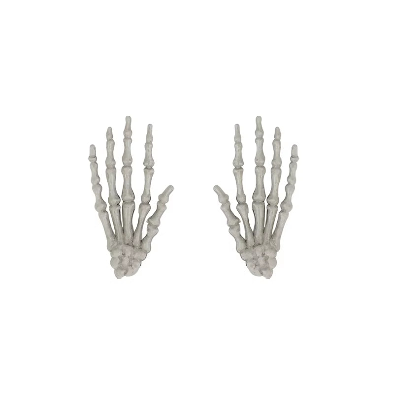 2Pcs Halloween Realistic Life Size Skeleton Hands Plastic Fake Human Hand Bone Zombie Party Terror Scary Props Halloween Decor