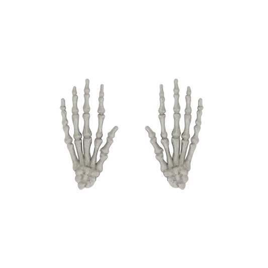 2Pcs Halloween Realistic Life Size Skeleton Hands Plastic Fake Human Hand Bone Zombie Party Terror Scary Props Halloween Decor