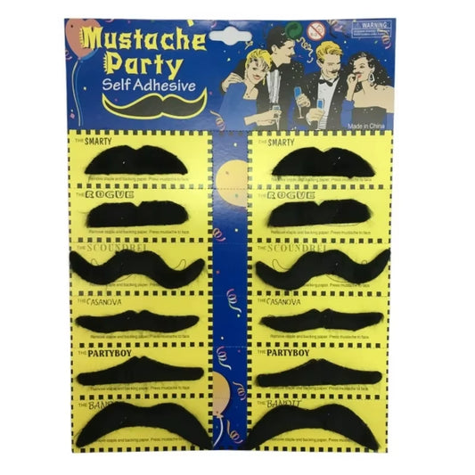6/12Pcs Self Adhesive Fake Beard Mustaches Mexican Fiesta Party Supplies Halloween Christmas Costume Fake Mustaches Sticker
