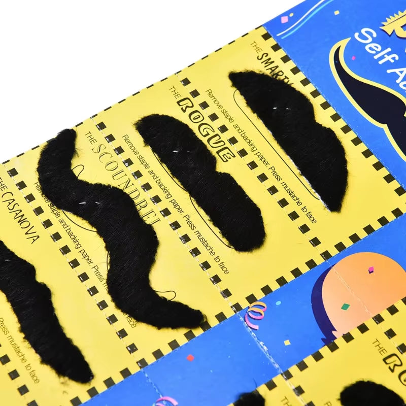 6/12Pcs Self Adhesive Fake Beard Mustaches Mexican Fiesta Party Supplies Halloween Christmas Costume Fake Mustaches Sticker