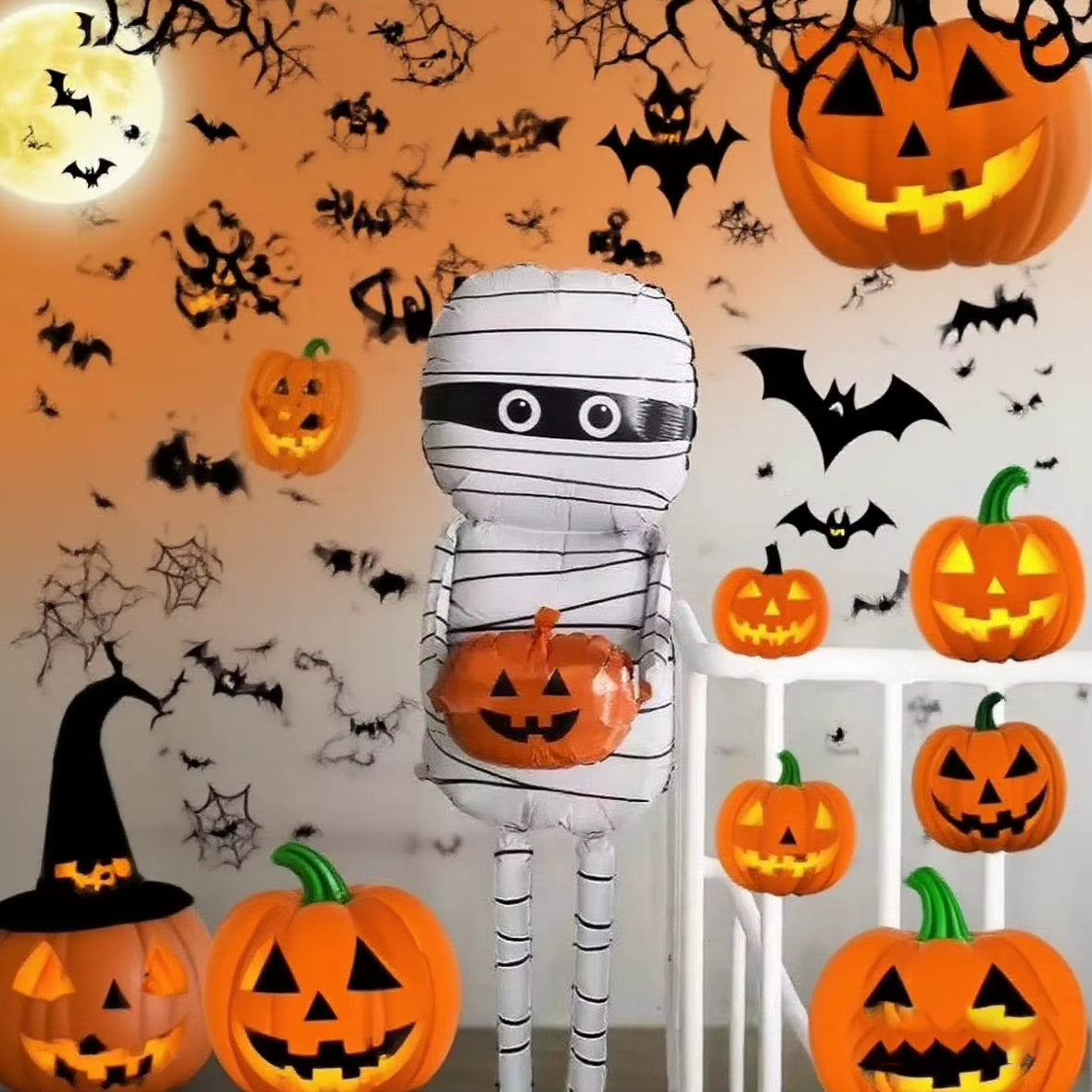 1Pc Huge Halloween Mummy Balloons Halloween Party Indoor Inflatable Giant Standing Ghost Halloween Foil Ballons Party Supplies