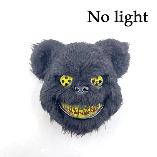 LED Bloody Rabbit Mask Horror Dance Masquerade Cosplay Decoration Cool Glowing Killer Rabbit Mask Scary Bloody Bear Mask for Men