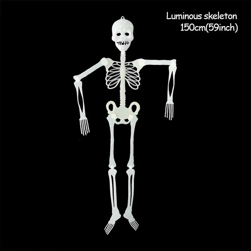 Scary Halloween Decoration Halloween Props Luminous Hanging Decoration Outdoor Party Horror Luminous Movable Skull Skeleton