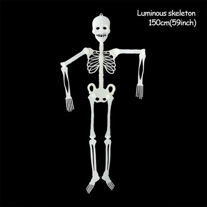Scary Halloween Decoration Halloween Props Luminous Hanging Decoration Outdoor Party Horror Luminous Movable Skull Skeleton