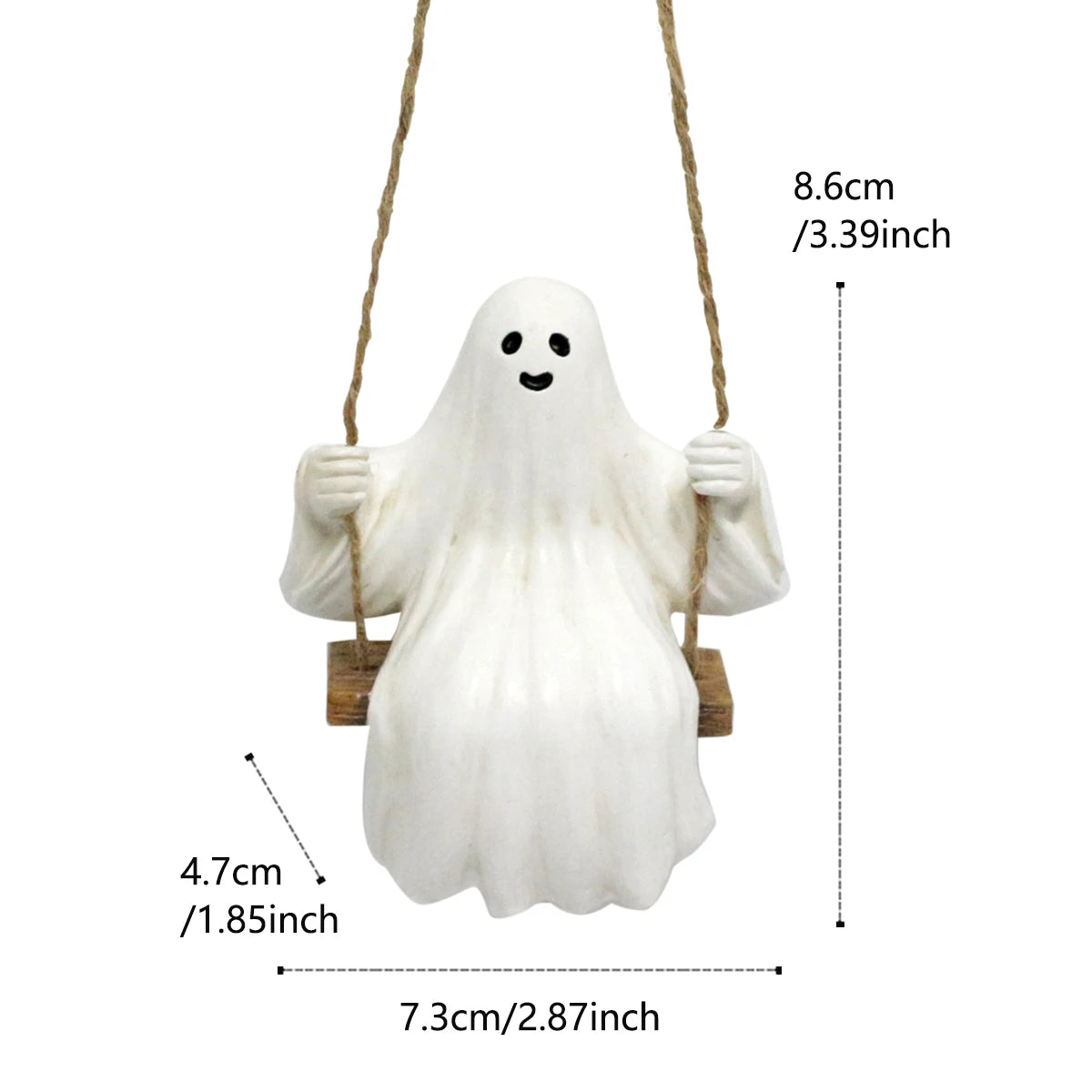 1 Set of Funny Halloween White Ghost Swing Decorations, Indoor and Outdoor Hanging White Ghost Sculptures