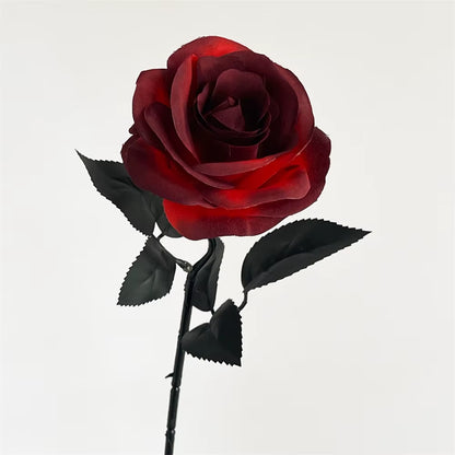 Halloween Black Artificial Rose Flowers Dark Horror Gothic Black Simulated Flower Bouquet for Home Wedding Party Halloween Decor