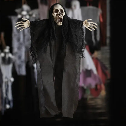 New Halloween Ghost Hanging Haunted House Bar Decoration Props Terrifying Funny Faces Skull Hanging Ghost Pendant for Halloween