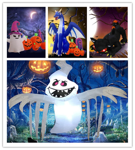 Halloween Inflatable Decoration Courtyard Prop Built-In LED Lights Inflatable Model Outdoor Ornament Party New Year Garden Decor