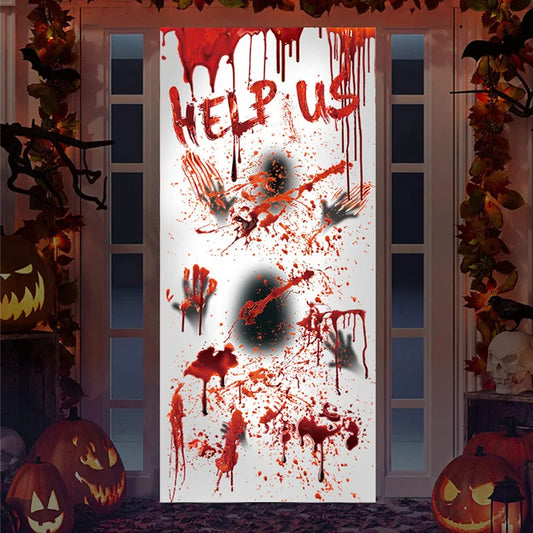 Halloween Scary Stickers Decorations Horror Door Window Clings Stickers Indoor/Outdoor Decoration for Window Door