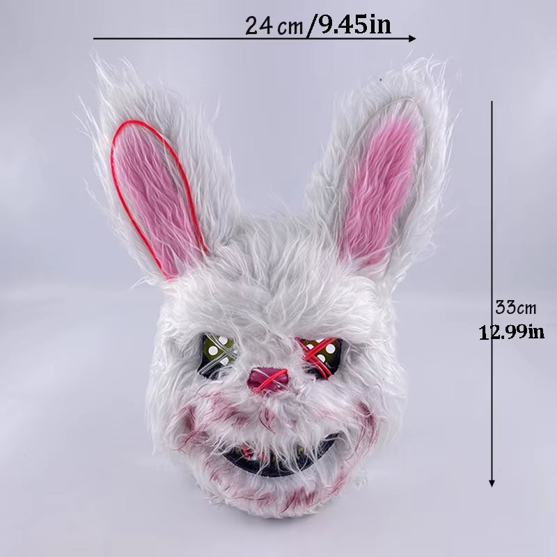 LED Bloody Rabbit Mask Horror Dance Masquerade Cosplay Decoration Cool Glowing Killer Rabbit Mask Scary Bloody Bear Mask for Men