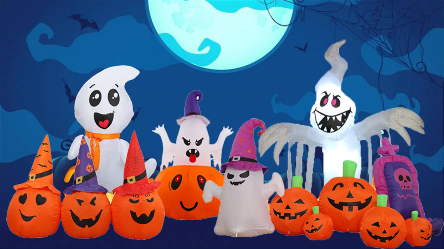 Halloween Inflatable Decoration Courtyard Prop Built-In LED Lights Inflatable Model Outdoor Ornament Party New Year Garden Decor
