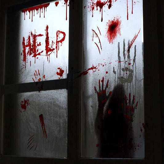 Halloween Scary Stickers Decorations Horror Door Window Clings Stickers Indoor/Outdoor Decoration for Window Door
