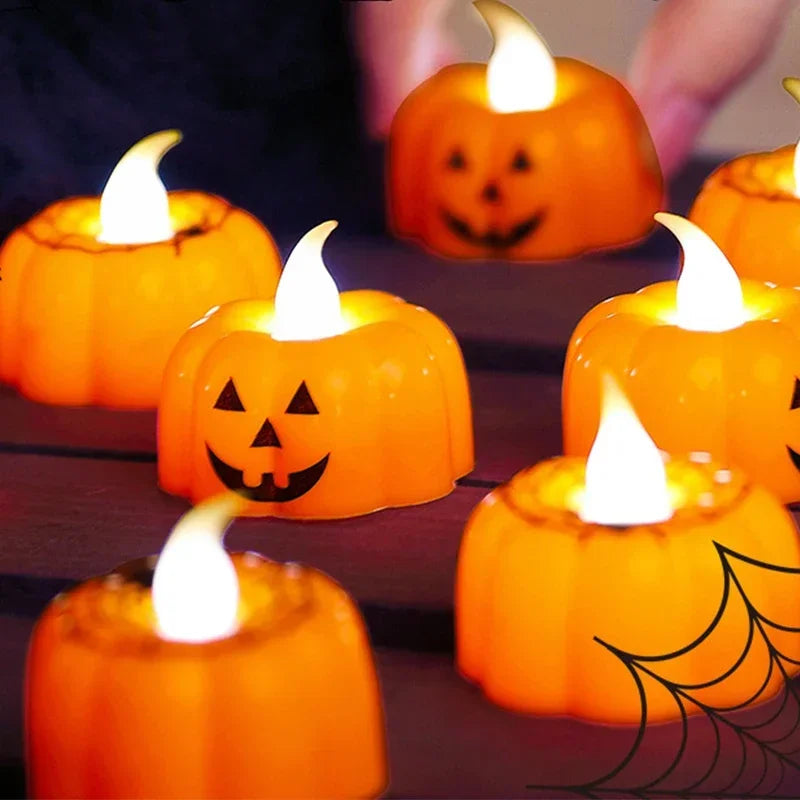 24/1Pcs LED Halloween Pumpkin Candle Lights with Battery Flameless Electronic Candles Lamps for Halloween Party Decor Lighting