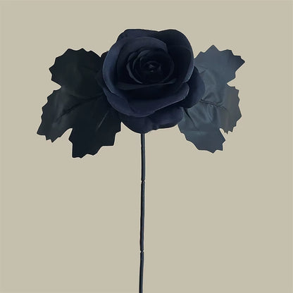 Halloween Black Artificial Rose Flowers Dark Horror Gothic Black Simulated Flower Bouquet for Home Wedding Party Halloween Decor