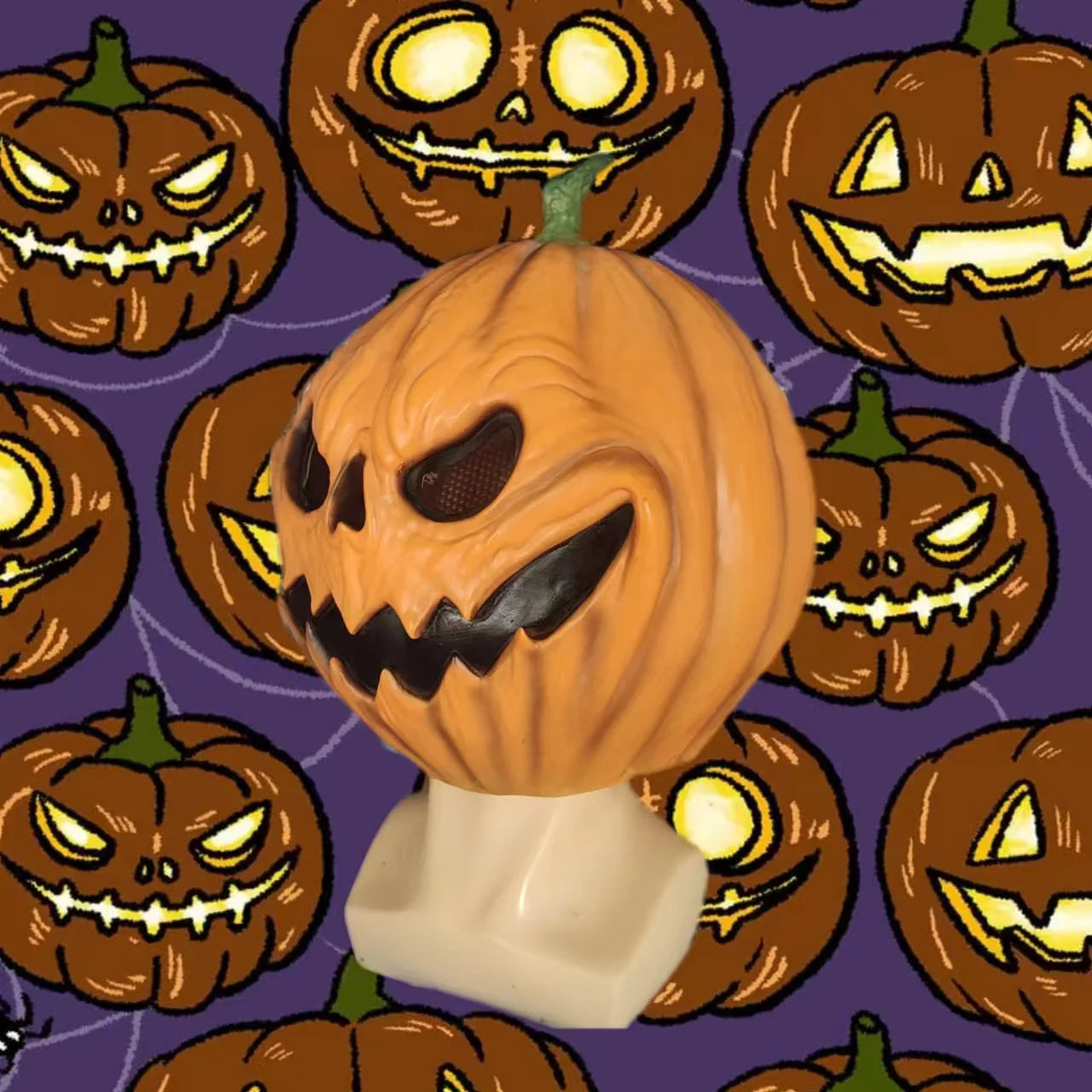 1 Horror-Style Halloween Pumpkin-Themed Headgear Mask, Made of Latex, with a Realistic Pumpkin Shape, Suitable for Personal Part