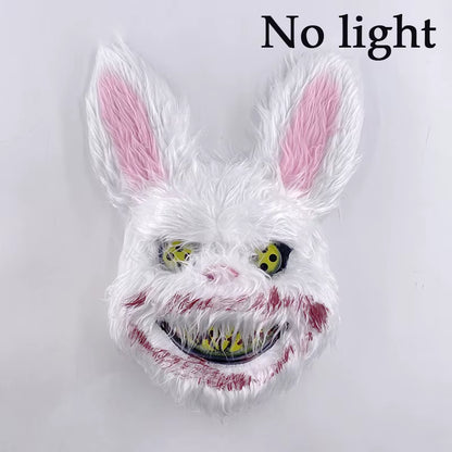LED Bloody Rabbit Mask Horror Dance Masquerade Cosplay Decoration Cool Glowing Killer Rabbit Mask Scary Bloody Bear Mask for Men