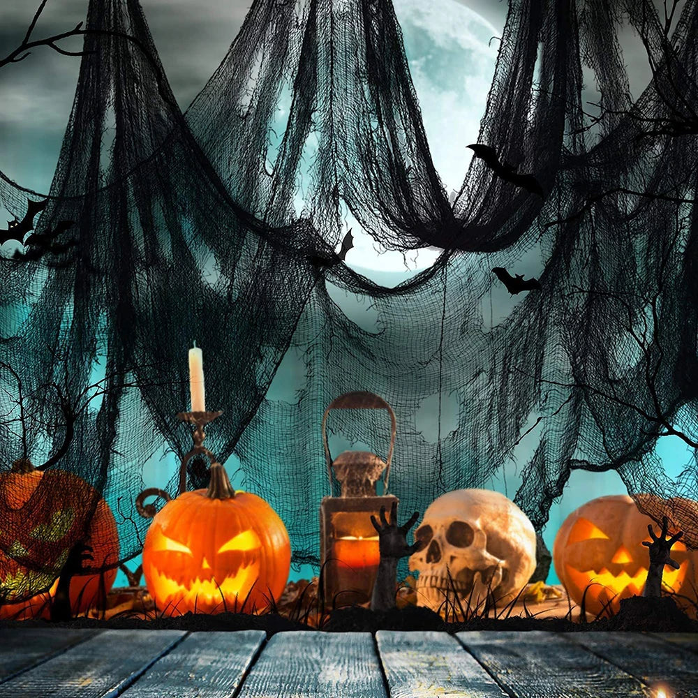 Horror Halloween Decor,2M Black Creepy Gauze Cloth,Spider Webs,Black Gothic Goth Home Decor,Scary House Decorations
